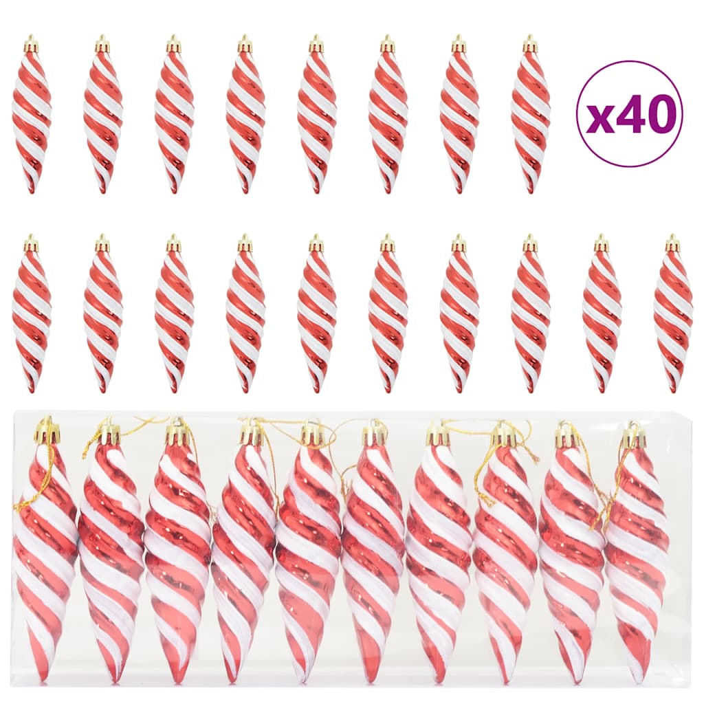 Christmas Spiral Shape Ball 40 pcs Red